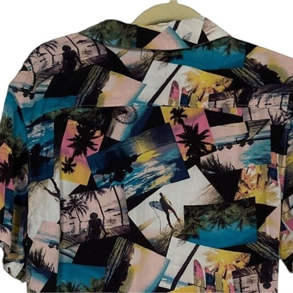 No Boundaries Mens Tropical Button Down Shirt Size Small (34-36) Rayon - Picture 5 of 8